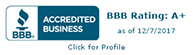 BBB Accredited Business A+ rating