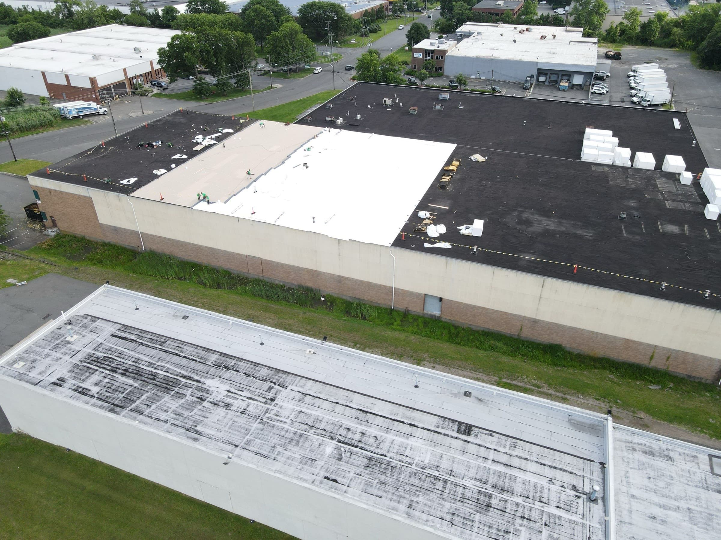 Dior Construction roofing work on a commercial building in East Rutherford, NJ