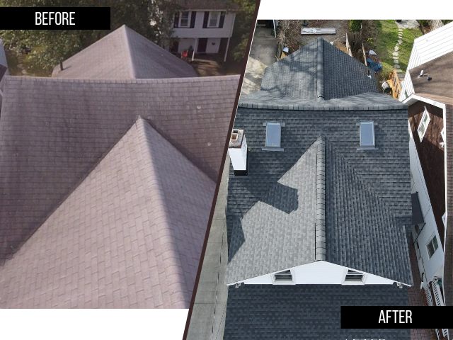 Before and After Asphalt Shingle Roof Repair Service