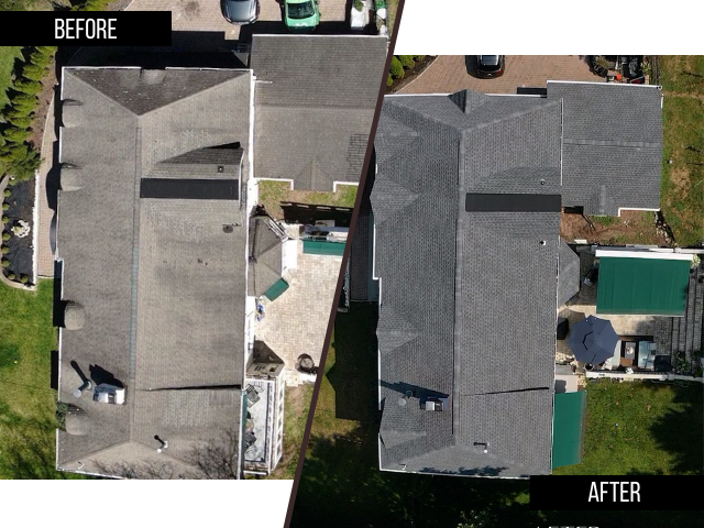 Before and After Quality Asphalt Shingle Roof Repair